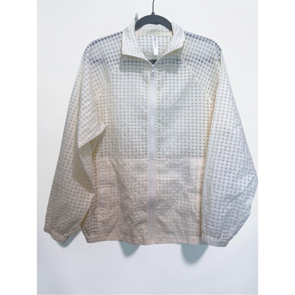 Fabletics Off White Sheer Check Zip Up Jacket Size XS